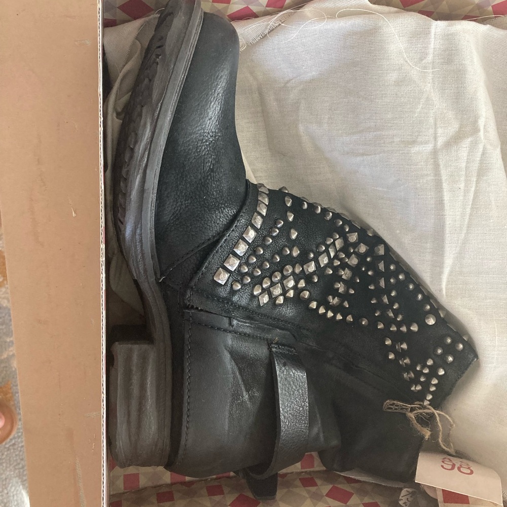 A.S.98 Black Combat Moto Boots with Studded Detailing